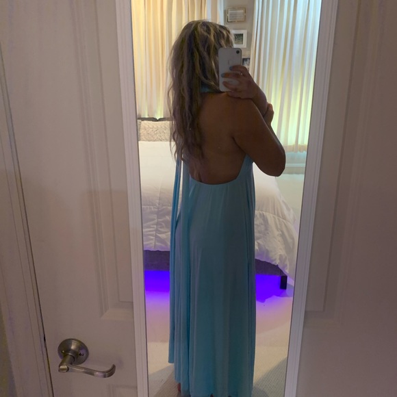 Blue adjustable halter top open back dress - Picture 6 of 6